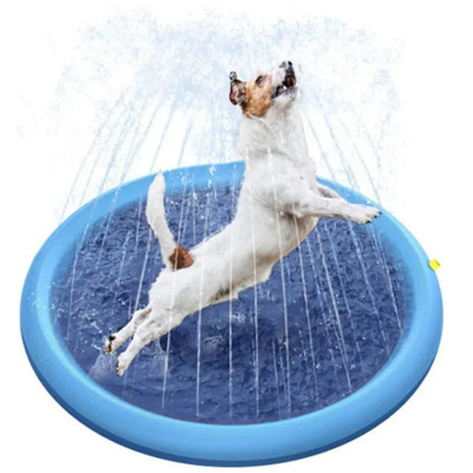 100/150/200Cm Summer Pet Swimming Pool Inflatable Water Sprinkler Pad Play Cooling Mat Outdoor Interactive Fountain Toy for Dogs